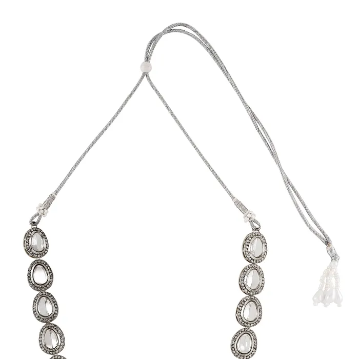 Teejh Kanak Silver Oxidised Uncut Polki Set Teejh Rings
