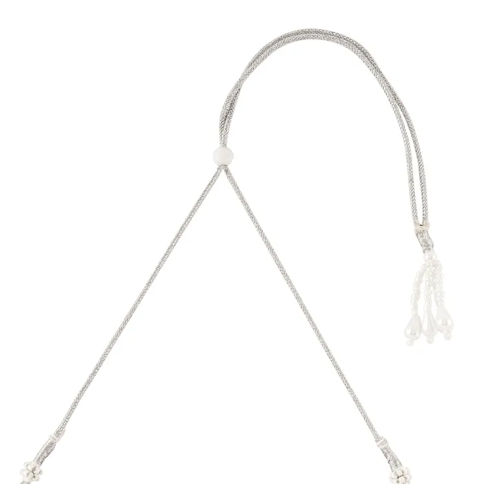 Teejh Necklaces Teejh Sadhani Silver Oxidised Pink And Green Necklace Set