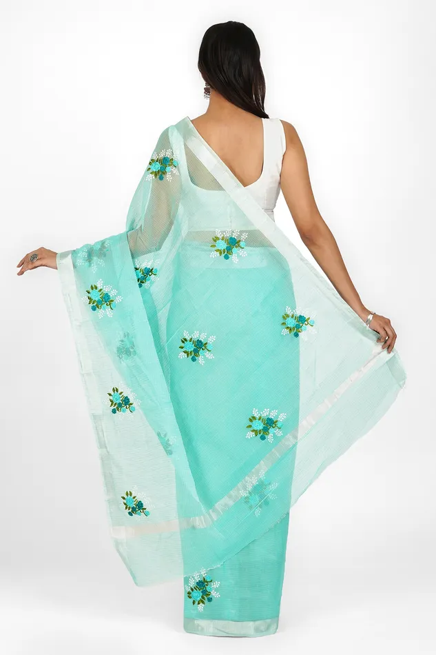 Teejh Preksha Kota Embroidered Saree Teejh Earrings