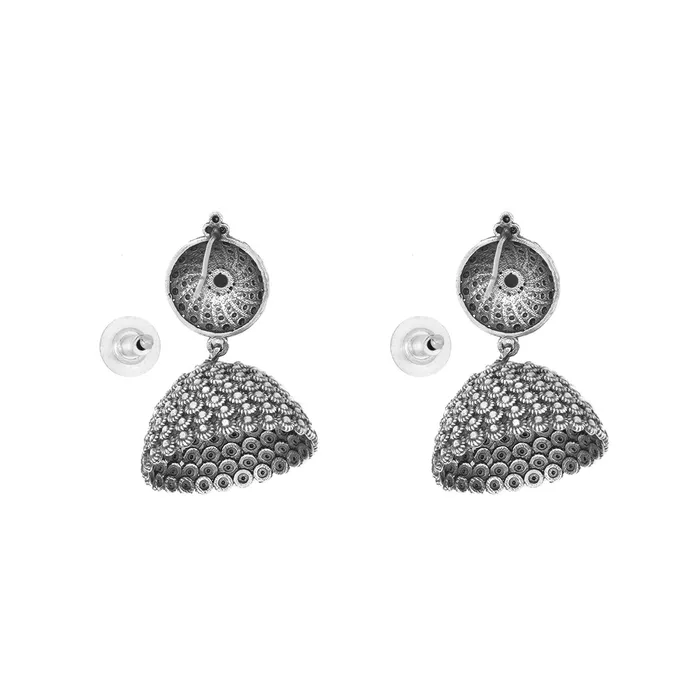 Teejh Rings Teejh Dharvi Black Stone Antique Silver Jhumki