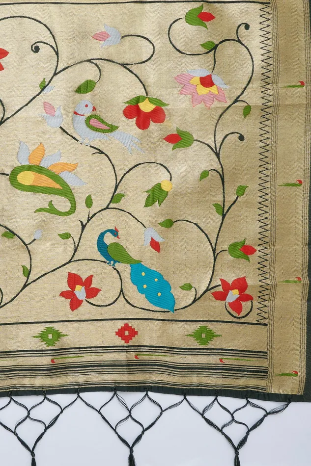 Teejh Rings Teejh Durga Black Banarasi Dupatta