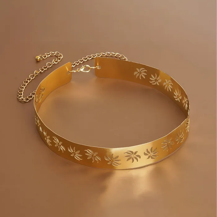 Teejh Rings Teejh Izumi Floral Gold Mettalic Belt