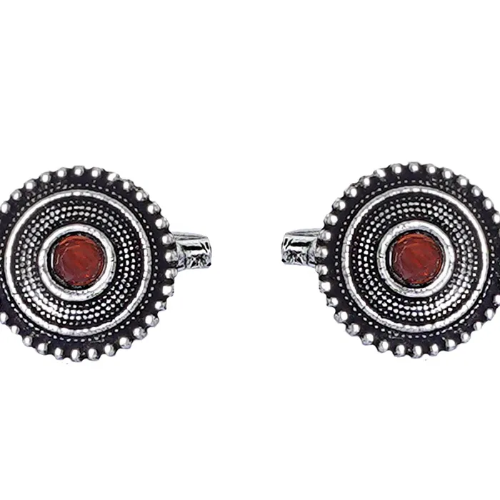 Teejh Rings Teejh Shaanvi Orange Stone Silver Oxidised Toe Rings Teejh Rings Teejh Shaanvi Orange Stone Silver Oxidised Toe Rings