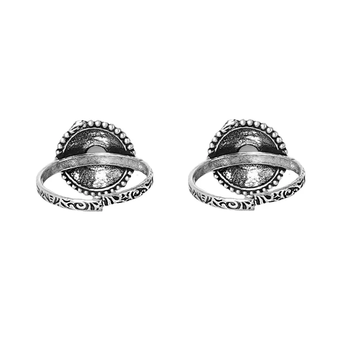 Teejh Rings Teejh Shaanvi Orange Stone Silver Oxidised Toe Rings Teejh Rings Teejh Shaanvi Orange Stone Silver Oxidised Toe Rings