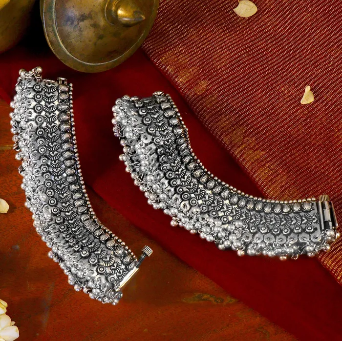 Teejh Roma Coin Silver Oxidized Ghungroo Anklets Teejh Rings Teejh Roma Coin Silver Oxidized Ghungroo Anklets Teejh Rings