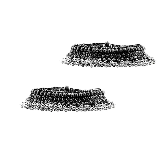 Teejh Roma Coin Silver Oxidized Ghungroo Anklets Teejh Rings Teejh Roma Coin Silver Oxidized Ghungroo Anklets Teejh Rings