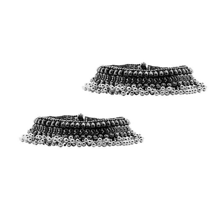 Teejh Roma Coin Silver Oxidized Ghungroo Anklets Teejh Rings Teejh Roma Coin Silver Oxidized Ghungroo Anklets Teejh Rings
