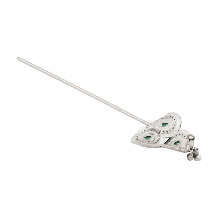 Teejh Sanika Silver Turquoise Juda Stick Teejh Necklaces