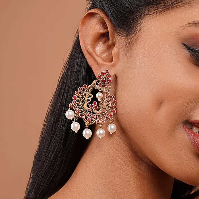 Teejh Siyaa Magenta Gold Enamel Earrings Teejh Earrings