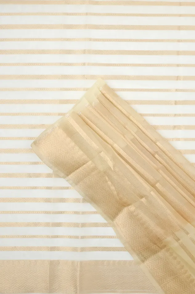 Teejh Teejh Bathak Off White Organza Lining Saree Rings