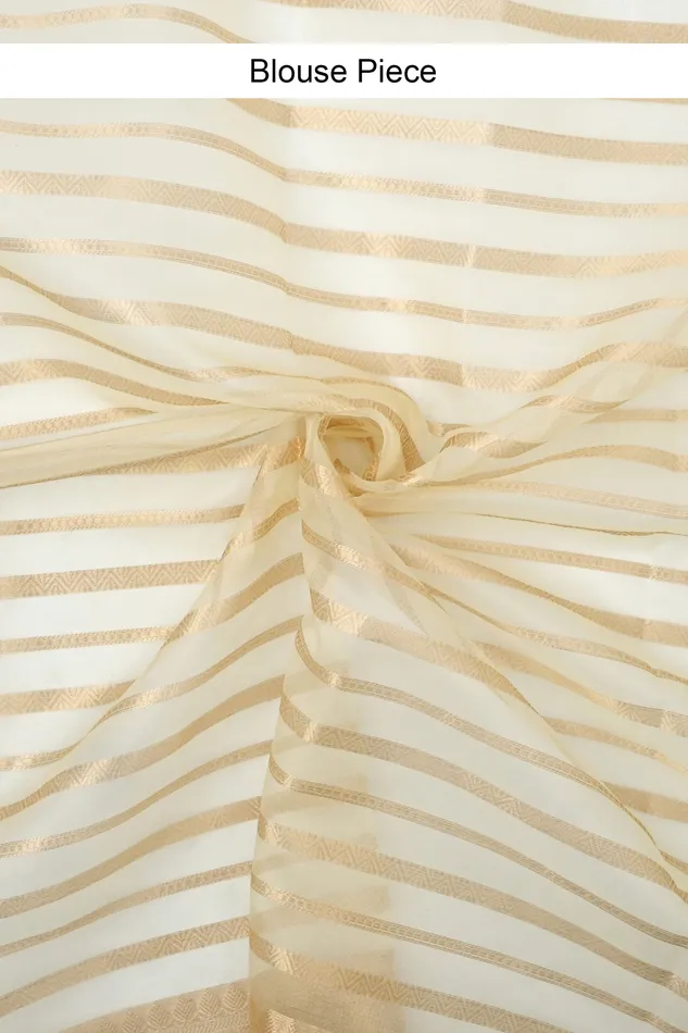 Teejh Teejh Bathak Off White Organza Lining Saree Rings