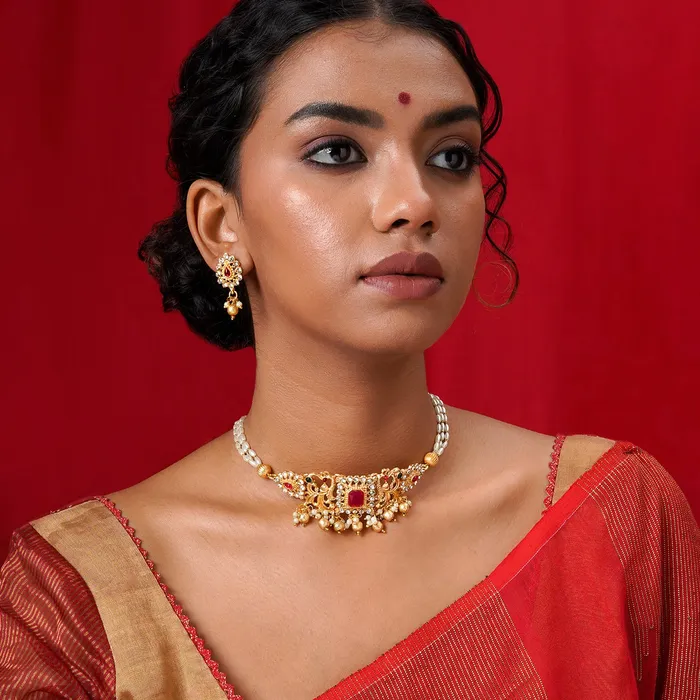 Teejh Teejh Motif Gold and Pearl Chain necklace Necklaces