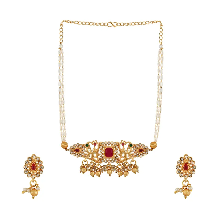 Teejh Teejh Motif Gold and Pearl Chain necklace Necklaces