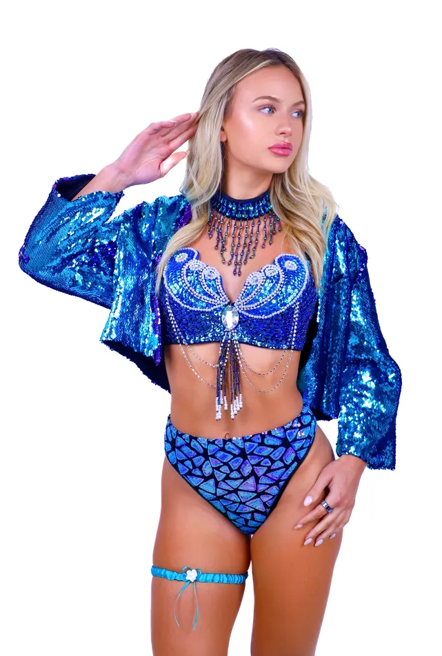 THE LUMI SHOP BluePurple Sequin Jacket Rings