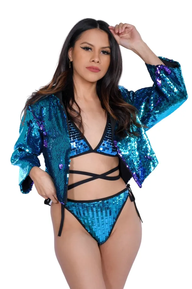 THE LUMI SHOP BluePurple Sequin Jacket Rings