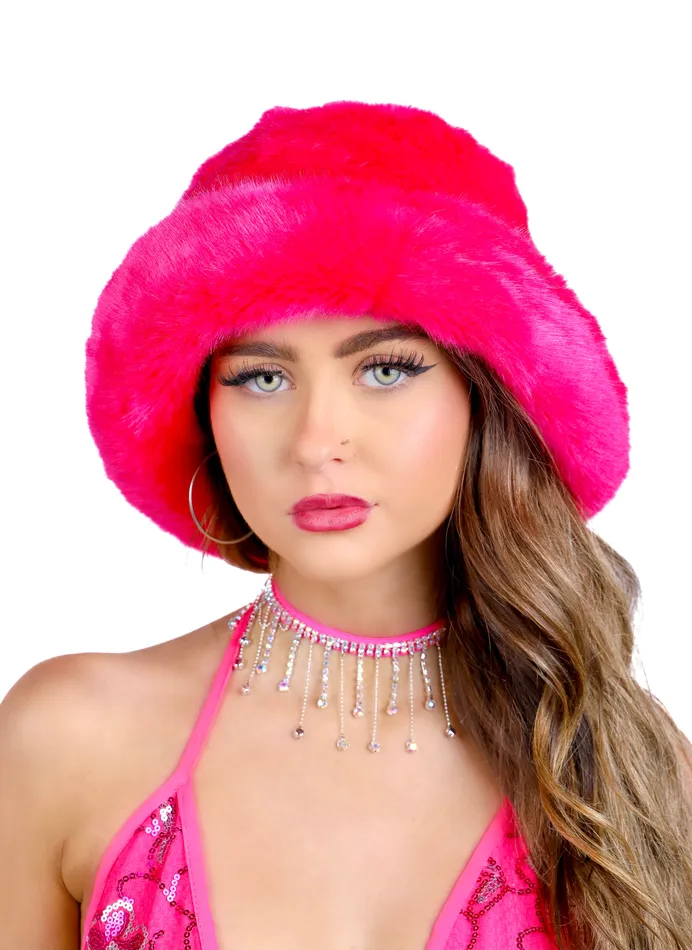 THE LUMI SHOP Earrings Hot Pink Fuzzy Hat