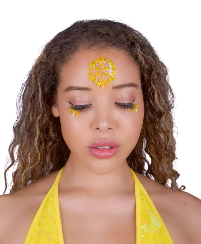 THE LUMi SHOP Earrings Yellow Blossom Rhinestone Crystal Face Jewels