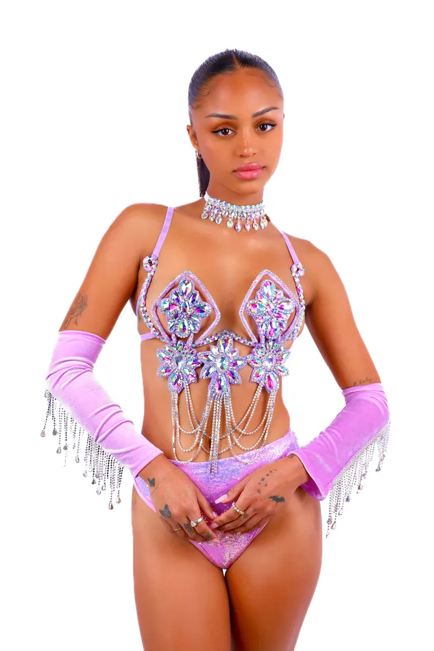 THE LUMI SHOP Lilac Lotus Carnival Bra Top Earrings