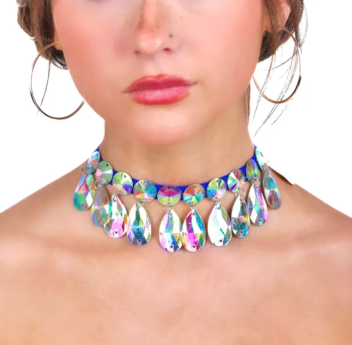 THE LUMI SHOP Necklaces Royal Blue Iridescent Gem Necklace 3