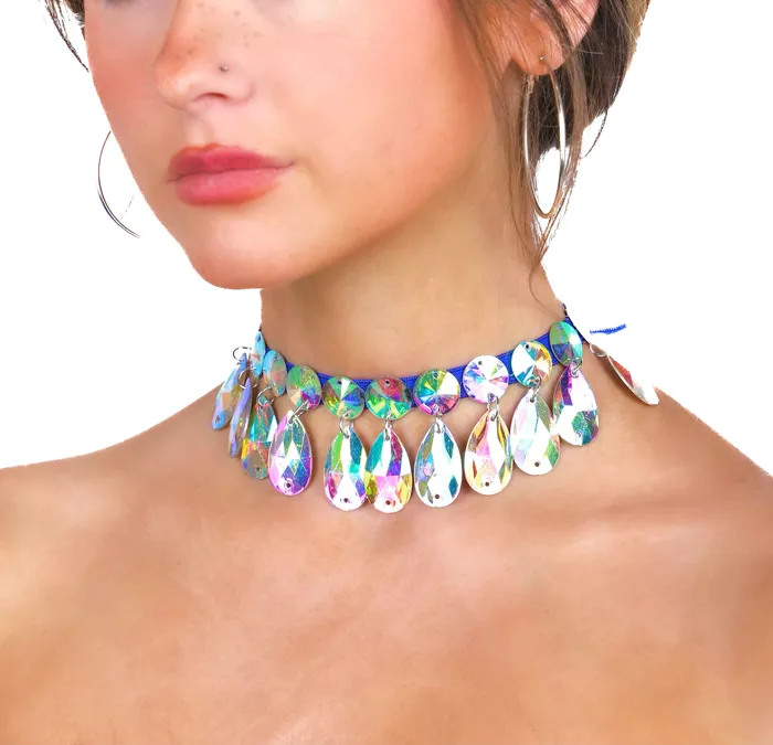 THE LUMI SHOP Necklaces Royal Blue Iridescent Gem Necklace 3 THE LUMI SHOP Necklaces Royal Blue Iridescent Gem Necklace 3