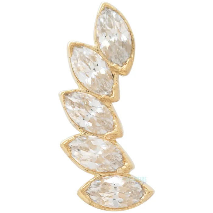threadless 5 Gem Fanfare End in Yellow Gold with BrilliantCut Gems Anatometal Earrings