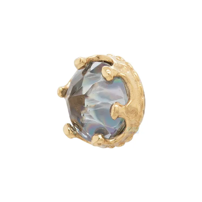 threadless Queen Crown End in Gold with ReverseSet Mystic Topaz Anatometal Earrings threadless Queen Crown End in Gold with ReverseSet Mystic Topaz Anatometal Earrings