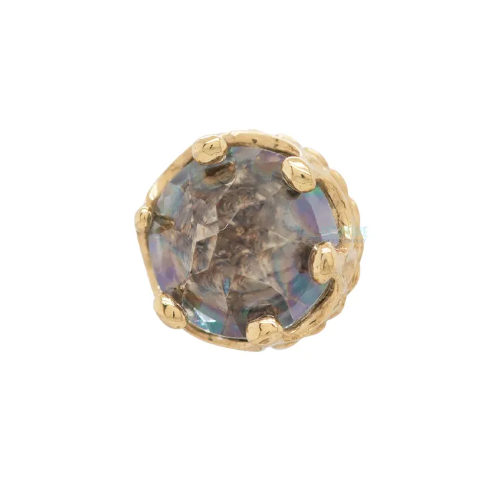 threadless Queen Crown End in Gold with ReverseSet Mystic Topaz Anatometal Earrings