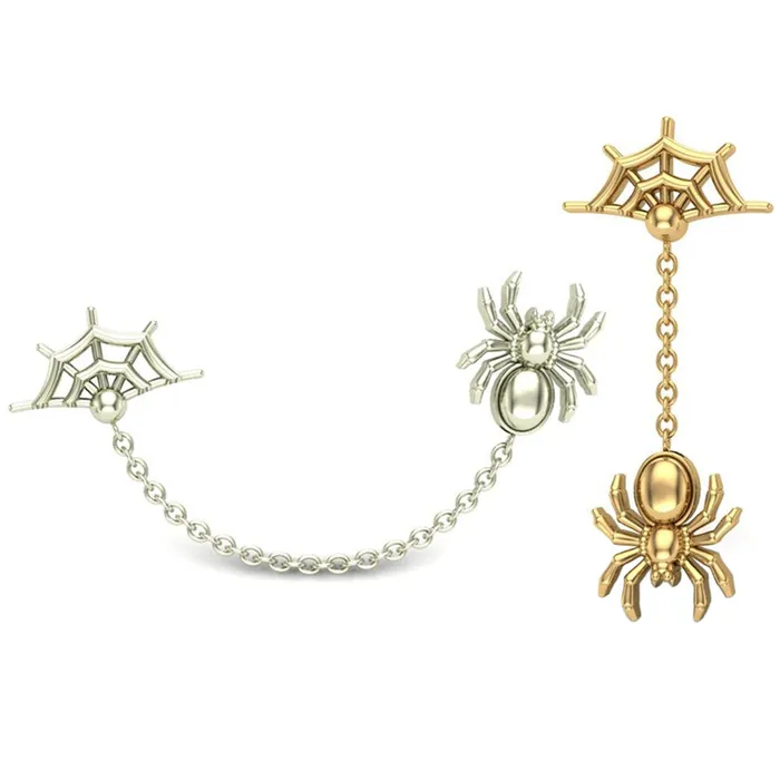 threadless Spider Web End in Gold Mushroom Body Jewelry mushroom Earrings