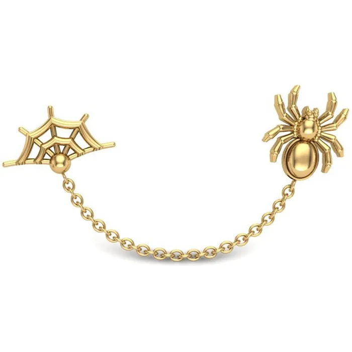 threadless Spider Web End in Gold Mushroom Body Jewelry mushroom Earrings