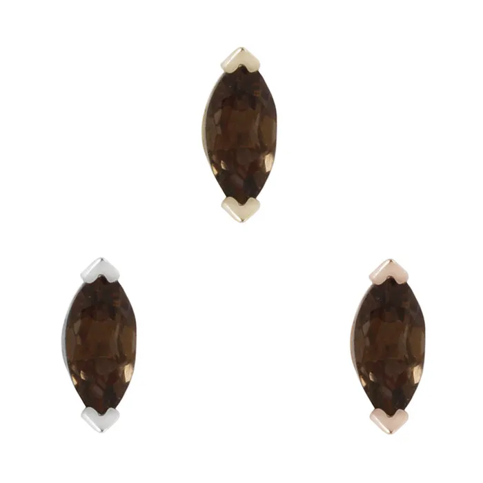 threadless Zuri End in Gold with Marquise Smokey Quartz Buddha Jewelry Organics Earrings threadless Zuri End in Gold with Marquise Smokey Quartz Buddha Jewelry Organics Earrings