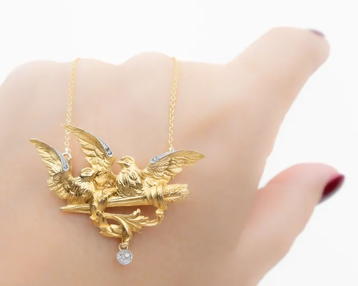 Victorian Double Bird Pendant Isadoras LD Necklaces