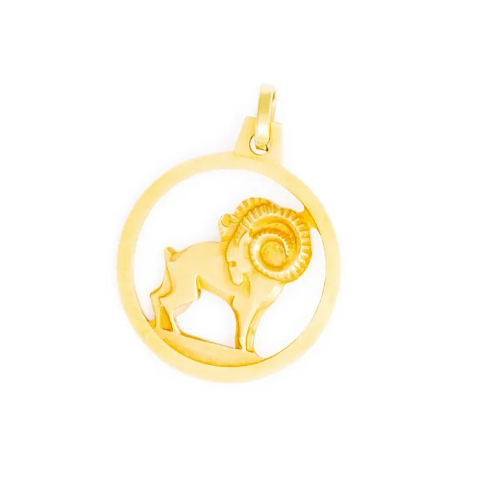 Vintage Aries Ram 14k Yellow Zodiac Charm Charm Necklaces