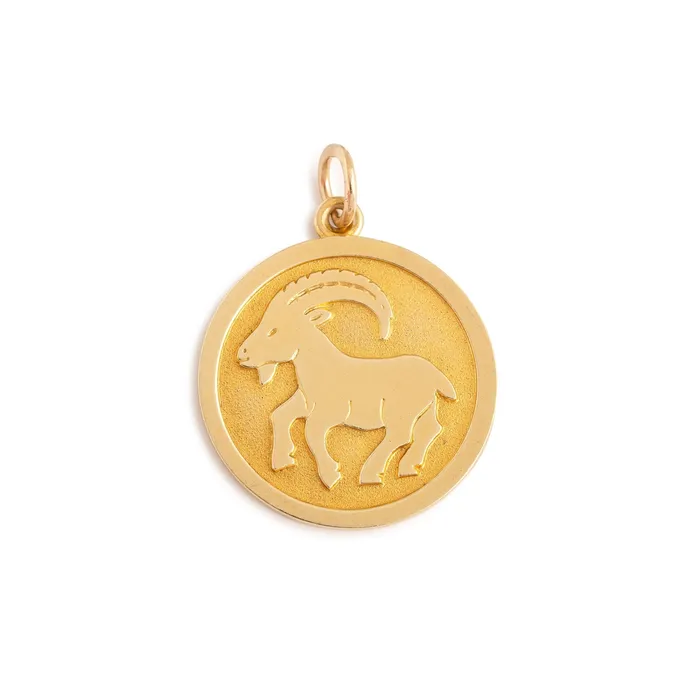 Vintage Charm Necklaces English Capricorn 9K Gold Zodiac Charm