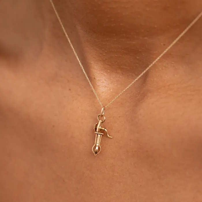 Vintage Earrings Movable 14k Gold Hand Mixer Charm