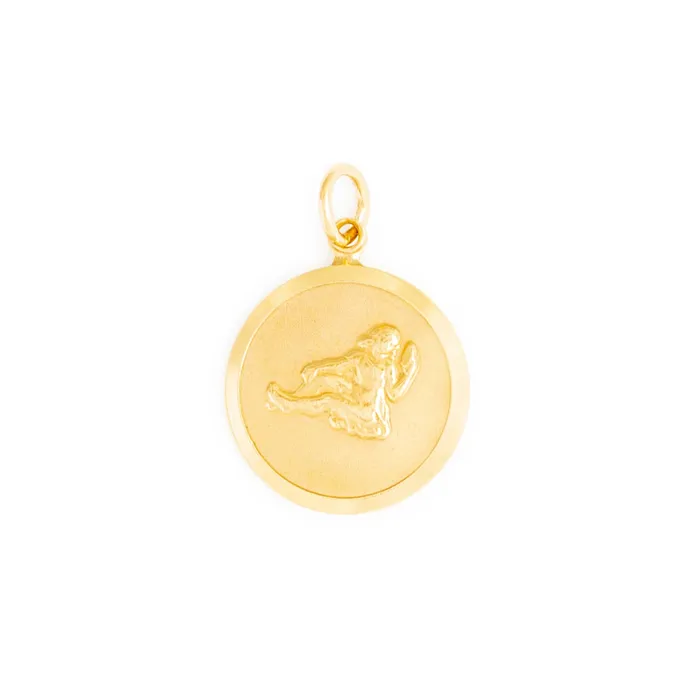 Vintage English Virgo 9k Gold Disc Zodiac Charm Charm Necklaces