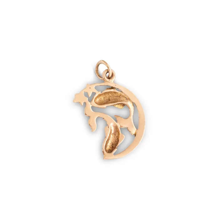 Vintage Necklaces Pisces and Half Moon 9k Gold Zodiac Charm