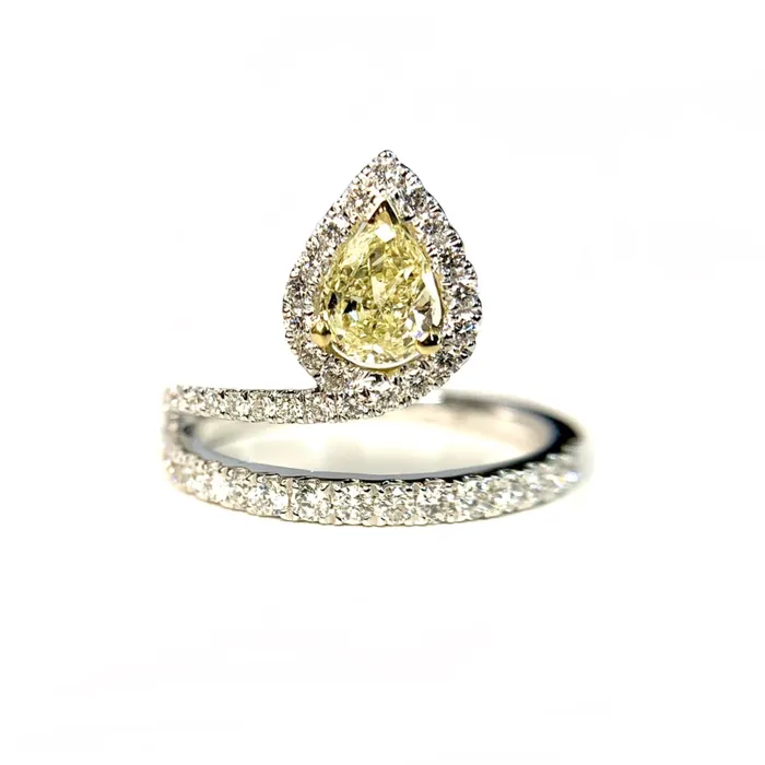 Yellow White Diamond Snake Ring Cherie Dori Rings