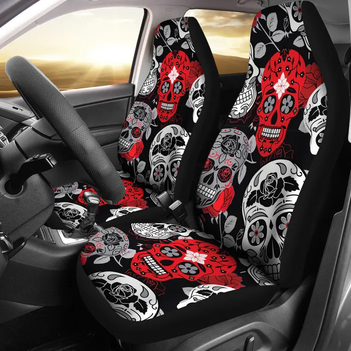 Zapps Clothing Earrings Skullistic Sugar Skulls Red Car Seat Covers