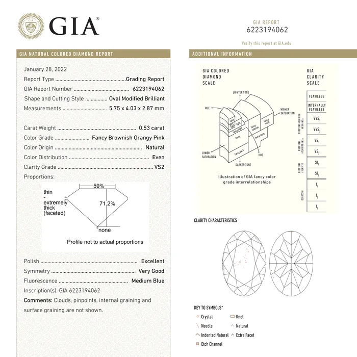 053ct 575x403x287mm GIA VS2 Fancy Brownish Orangy Pink Oval Brilliant 2415801 Misfit Diamonds Rings