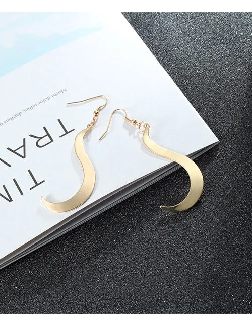 01 Earrings E57 Gold Smooth Squiggle Earrings