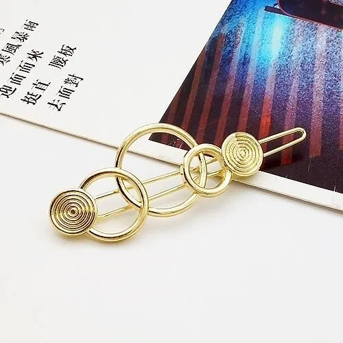 01 Earrings H515 Gold Multi Circles Hair Clip