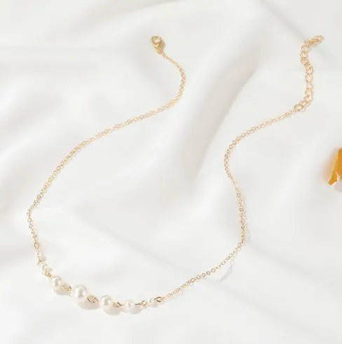 01 N1339 Gold Chain Multi Pearl Necklace with FREE Earrings Necklaces