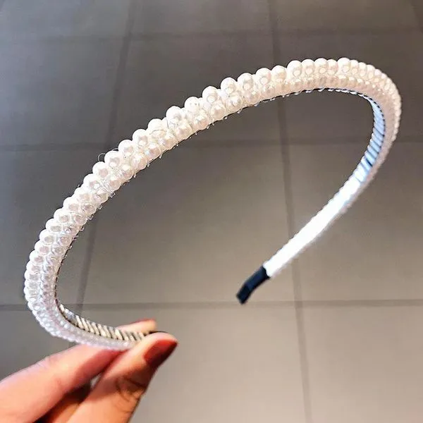 01 Rings H568 White Pearl Layer Hair Band