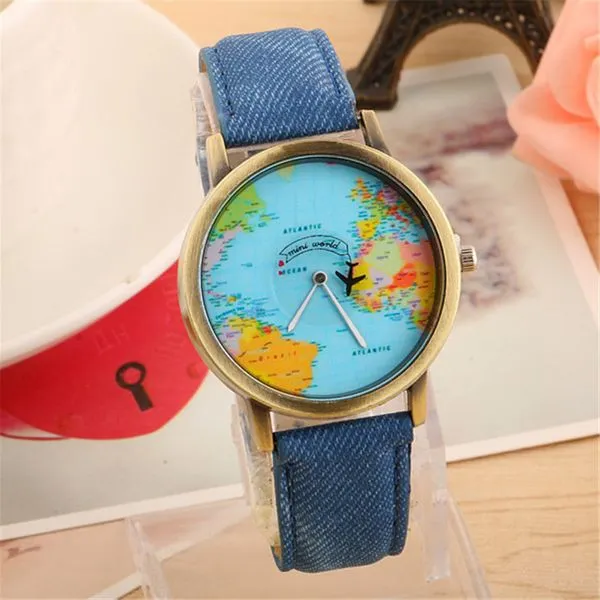 01 W109 Blue Band Globe Collection Quartz Watch Rings