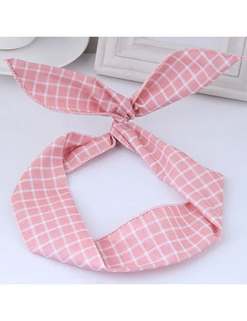 02 Rings H20 Pink Gingham Pattern Wire Cloth Hair Band