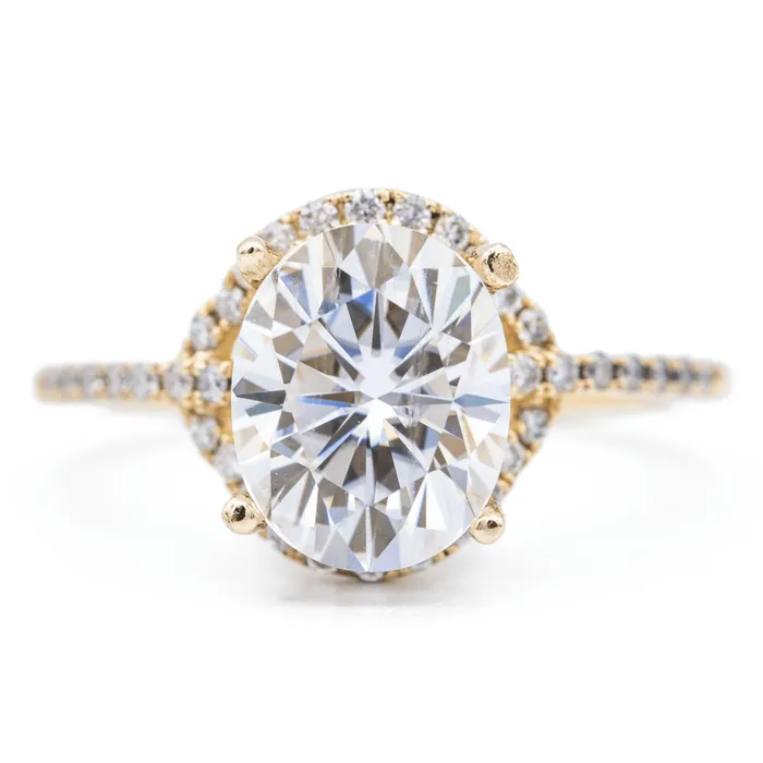 10x8mm Oval Center 14K Yellow Gold 4 Prong Halo Side Diamonds Engagement Ring Fire Brilliance Rings 10x8mm Oval Center 14K Yellow Gold 4 Prong Halo Side Diamonds Engagement Ring Fire Brilliance Rings