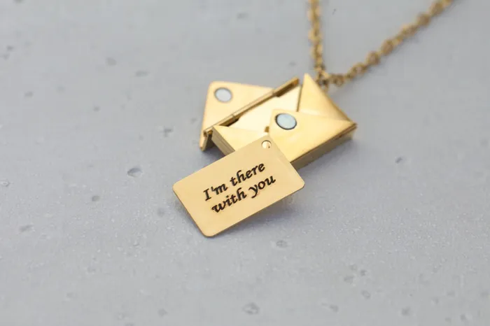 14k Gold Filled Custom Envelope Necklace Secret Message Necklace Engraved Love Letter Necklace for Women Jewelvers Necklaces
