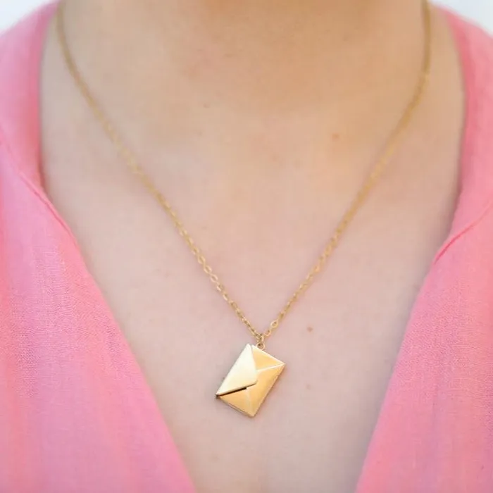 14k Gold Filled Custom Envelope Necklace Secret Message Necklace Engraved Love Letter Necklace for Women Jewelvers Necklaces