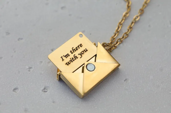 14k Gold Filled Custom Envelope Necklace Secret Message Necklace Engraved Love Letter Necklace for Women Jewelvers Necklaces