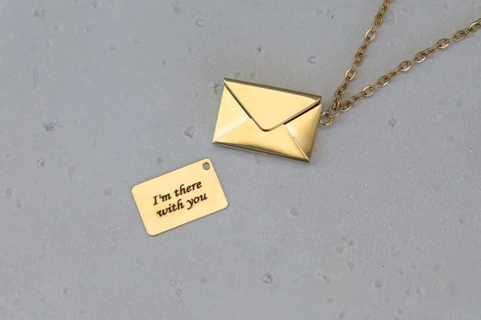 14k Gold Filled Custom Envelope Necklace Secret Message Necklace Engraved Love Letter Necklace for Women Jewelvers Necklaces